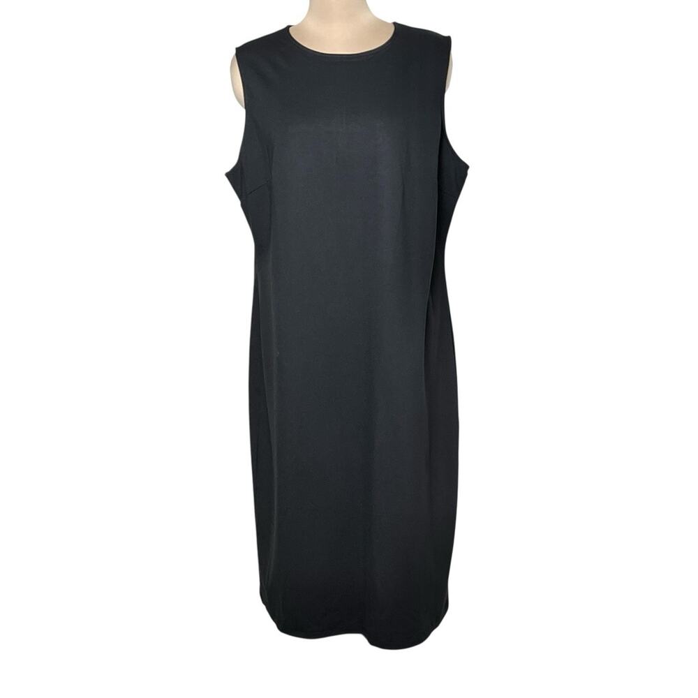 Nordstrom Rack Midi Dress Womens 2X Sleeveless Shift Black Rayon Blend Zip Back